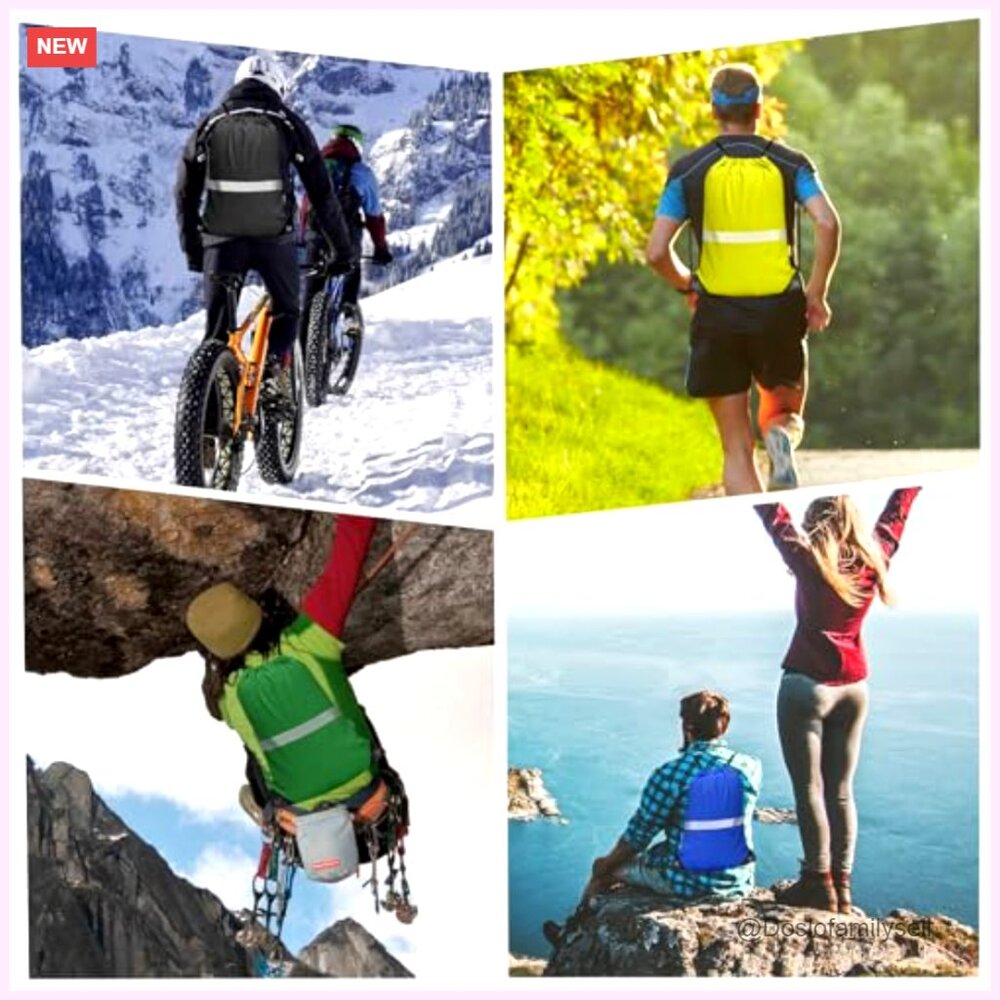 Large Drawstring Backpack, Reflective Strip, Poly… - image 4